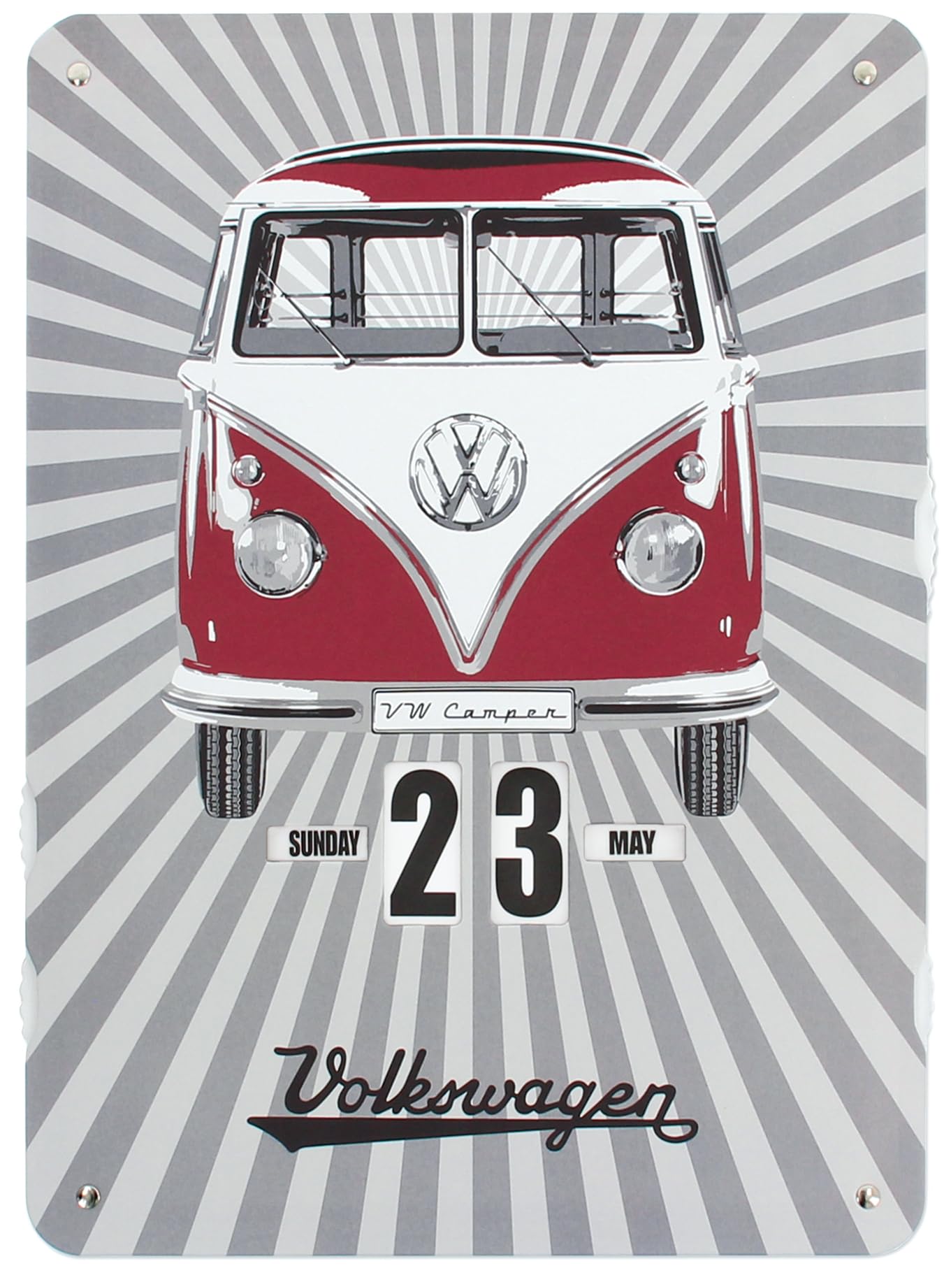 BRISA VW Collection - Volkswagen T1 Bulli Bus Continuous Calendar, Perpetual Calendar for Hanging (37 x 27 x 0.5 cm | 4c Printed Cardboard - Samba Stripes/Colourful)