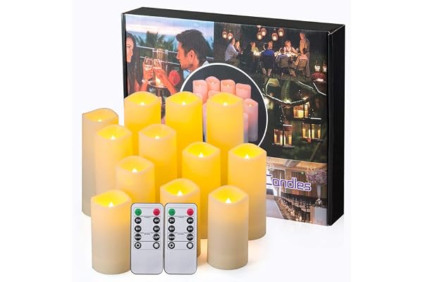 Aamdkcyu Flameless Candles Waterproof Outdoors & Indoors, Battery Candles with Remote Timer, Decorative Remote Led Candles (D