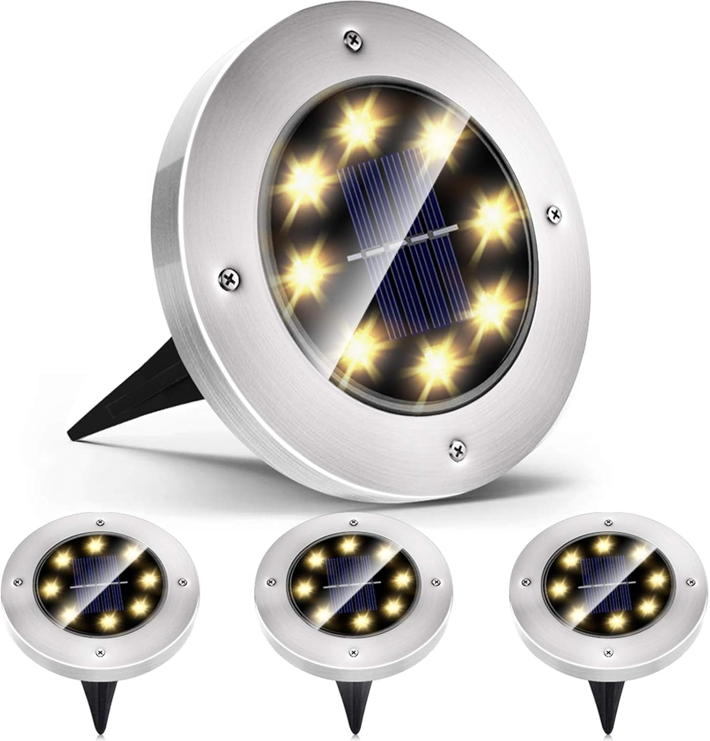 Solar Ground LightsSolar Disk Lights 8 LED Outdoor Waterproof Solar