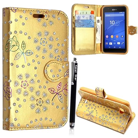 Sony Xperia XA HÜLLE, Kamal Star® Rose Gold Diamond Book PU LEDER CASE COVER HÜLLE ETUI TASCHE SCHALE + STYLUS