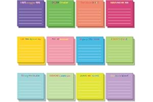 Yinder 24 Pcs Inspirational Sticky Notes with Lines Cute Motivational Sticky Note Pad Appreciation Sticky Notes Gifts for Coworkers Nurse Teacher Office Supplies 3 x 3''(Dark Color, Funny)