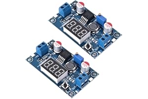 SELOKY LM2596 DC-DC Buck Power Converter Module, Adjustable Voltage Regulator 4-40V to 1.25-37V Buck Converter with LED Voltmeter Display（Pack of 2）