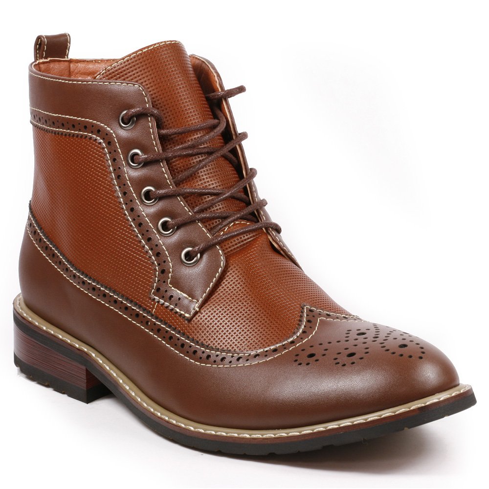 Metrocharm MET5254 Mens Lace Up Perforated Wing Tip Formal Dress