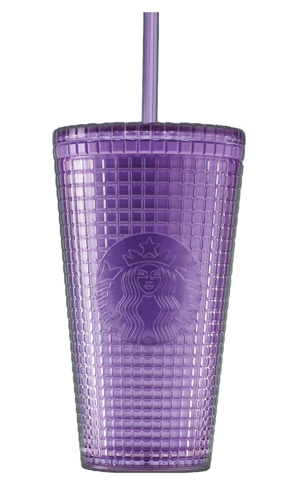 STARBUCKS Purple Grid Reusable Cold Cup 16oz / 473ml Grande