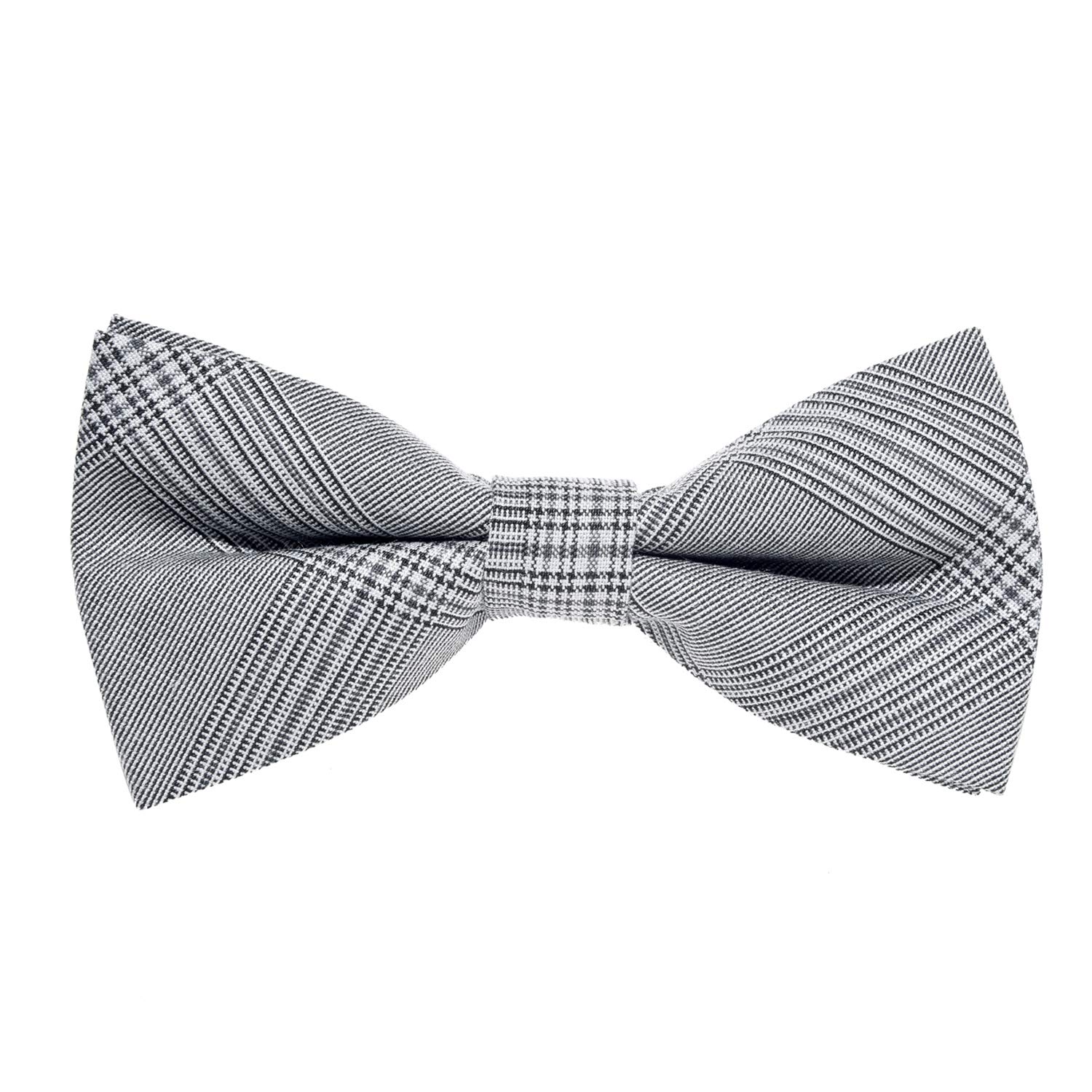 MASADA corduroy bow tie light grey plaid - men's accessory in vintage look, continuously adjustable, handmade with hook closure - 12 x 6 cm