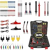 104PCS Automotive Circuit Test Leads Kit, Multimeter Terminal Test Leads Kit Multi Function Probe Test Kit with Heavy Duty Back Probes Test Lead Set Wire Connectors Set with Black Carrying Case