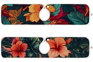 QWTHUM Sink Faucet Absorbing Mat Kitchen Sink Splash Guard Splash Faucet Drip Catcher for RV Bathroom 2PCS 23.6x5.5in Tropical Flowers