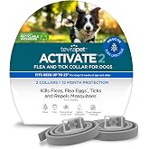 TevraPet Activate 2 Flea and Tick Collar, Large Dogs, 12 Month Prevention | Fast acting, safe, and waterproof protection against fleas, ticks, &amp; mosquito. Made in the USA with renewable packaging.