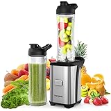 Homgeek Mini Batidora Electrica,350W Portátil Batidora de vaso 600ml,para Smoothies, Zumos