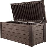 Keter Westwood 570L Outdoor Storage Box Brown Wood Effect All Weather view 2