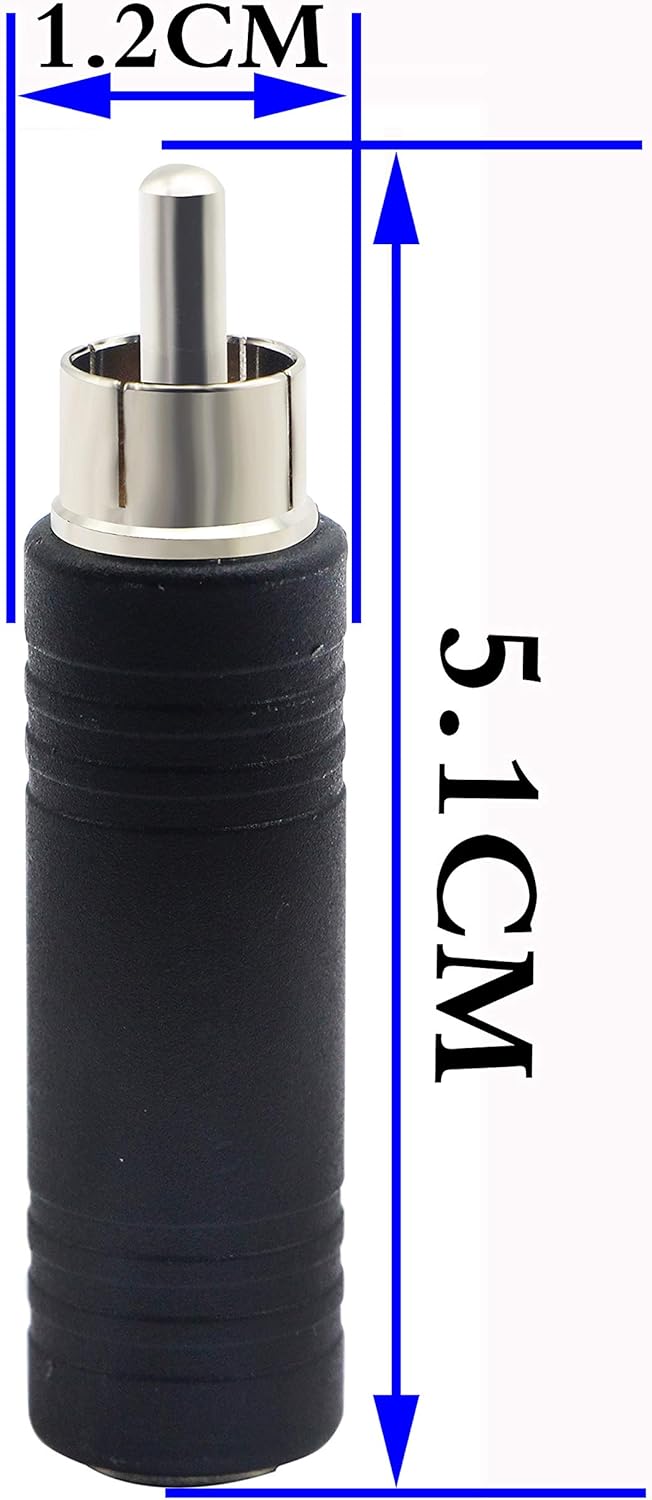 zdyCGTime 6.35mm to RCA Adapter RCA Male Plug to 6.35mm 1/4 Inch Mono Female Audio Mic Plug Adapter Jack Converterr (5 Packs) - Image 3