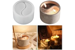 Xidmold Yin Yang Concrete Candle Jar Mold Candle Holder Silicone Mold Tai Chi Yin Yang Cement Candle Vessels Silicone Mould Succulent Flower Pot Making Tool