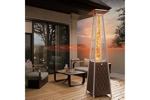 EAST OAK 48,000 BTU Pyramid Patio Heater, Quartz Glass Tube Propane Outdoor Heater with Wheels, Triple Safety Protection, 2025 Upgrade for Home, Backyard & Commercial Spaces, Bronze