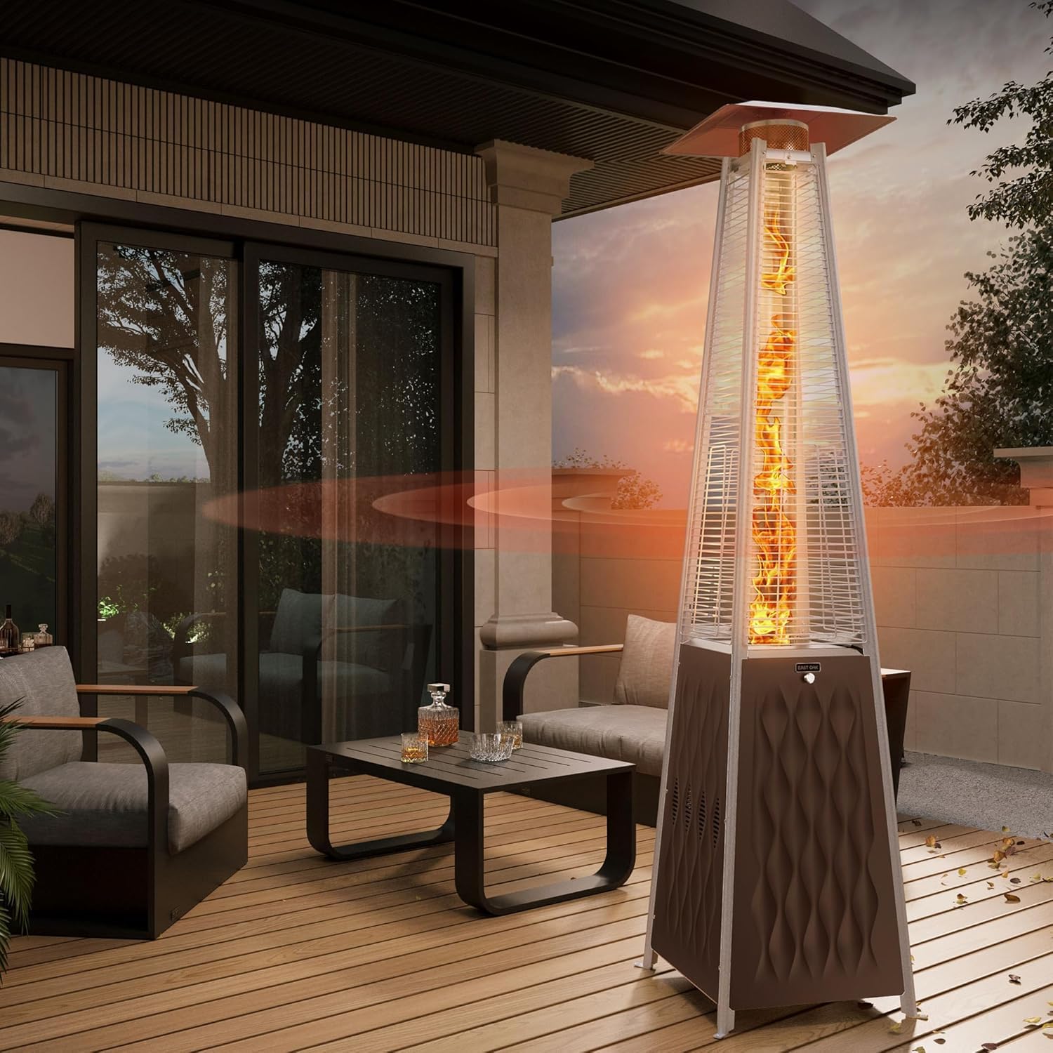 Photo 1 of EAST OAK 48,000 BTU Pyramid Patio Heater, Quartz Glass Tube Propane Outdoor Heater with Wheels, Triple Safety Protection, 2025 Upgrade for Home, Backyard & Commercial Spaces, Bronze