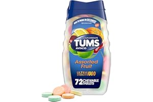 TUMS Ultra Strength Antacid Tablets for Chewable Heartburn Relief and Acid Indigestion Relief, Assorted Fruit - 72 Count