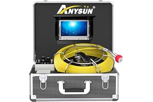 ANYSUN Sewer Camera 100FT, Can Connect External Monitor, Zoom in and Out, IP68 Waterproof, 12 pcs Adjustable Light, Plumbing Snake Cam with DVR Pipe Video Inspection, for Sewer Line, Drain, Duct, Plumbing