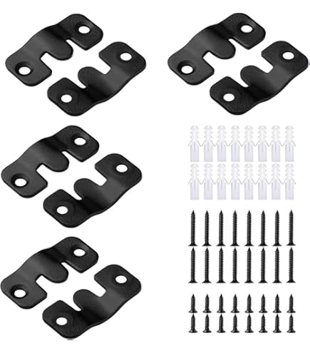 5 Paires,Avec Vis) Crochet Pour Cadre Photo, Connecteur De Meubles Support De Montage Encastré, Mural Cintre Photo En Métal Solide Pour Fixation De Tableau, Image Ou Miroir