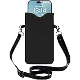 HAQuke Men Women Phone Sleeve Pouch Case Bag with Crossbody Strap/Neck Lanyard for iPhone 17/16/15 Pro Max, Air, 16/15 Plus, 16e; Black