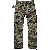 TRGPSG Men's Cargo Pants Camo Casual Pants Relaxed Fit Cotton Work Pants with Multi Pocket