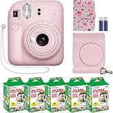 Fujifilm Instax Mini 12 Instant Camera + MiniMate Accessory Bundle &amp; Compatible Custom Case + Fuji Instax Film Value Pack (50 Sheets) Flamingo Designer Photo Album (Blossom Pink)