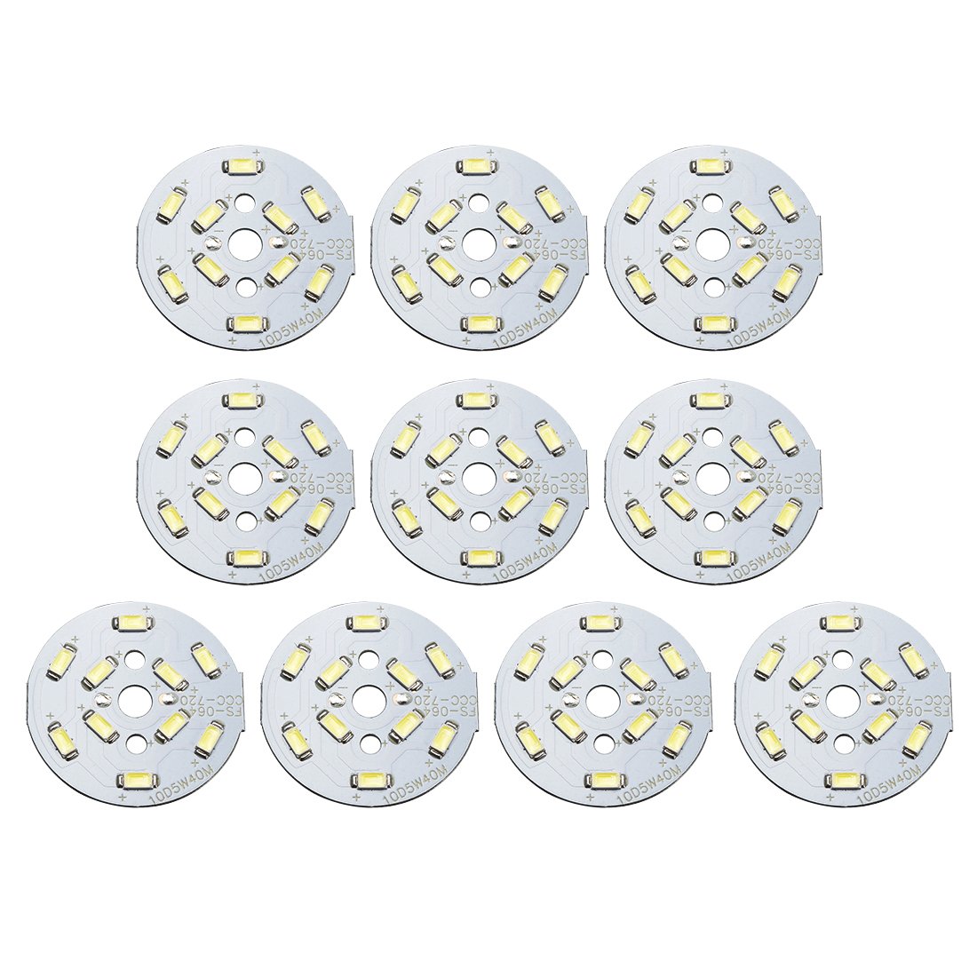 Sourcingmap 300mA 5W 10 LEDs 5730 Surface Mounted Devices LED Chip Module Aluminum Board Pure White Super Bright 40mm Dia 10pcs