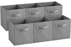 Housen Solutions Storage Cubes Organizer, 11 Inch Fabric Foldable Basket Bin with Handle, Organization Box for Cubby Shelves Closets Clothes Home Organize Nursery Toys, Pack of 6, Gray