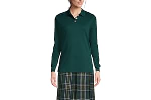 Lands' End School Uniform Kids Long Sleeve Interlock Polo Shirt