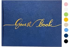 BGHEOUYV Wedding Guest Book Polaroid Guest Book for Wedding and Baby Shower, 100 Pages Blank and Lined Bridal Shower Guest Book, Photo Guest Book Includes Clear Photo Corners Self Adhesive (Navy)