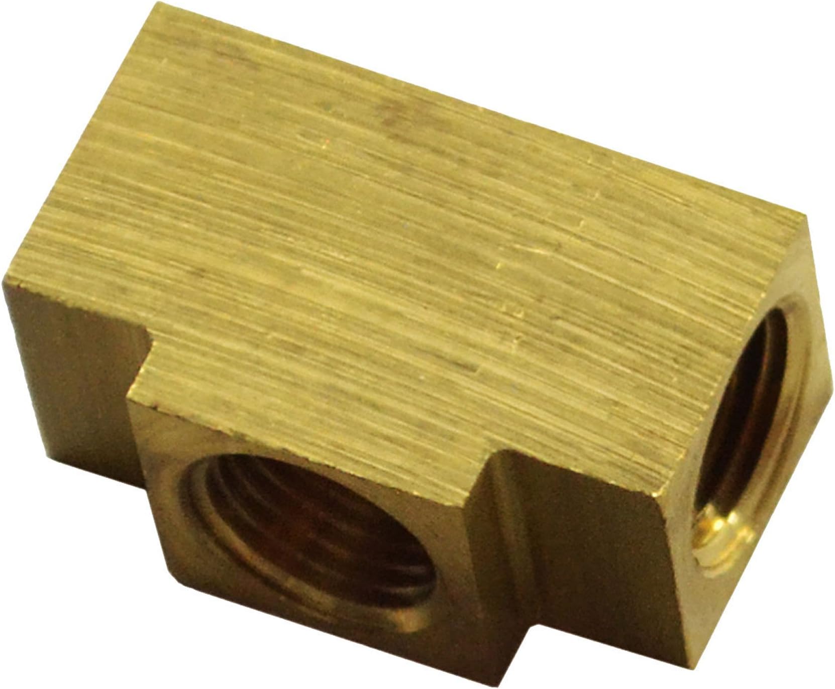 Inline Tube Replacement for Brass Tee 3/8"-24 Female Inv Flare All Sides for 3/16" Tube