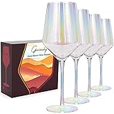 Gnimihz Iridescent Wine Glasses Set of 4-15oz Wine Glass, Hand Blown Crystal Red Wine or White Wine Glass, Gifts for Women, Men, Wedding, Anniversary, Christmas, Birthday, Gift Packaging