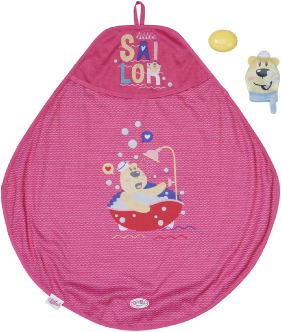 BABY Born 830635 Bath Hooded Towel Set Doll,Toy, Pink, 43cm
