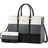 LOVEVOOK Laptop Bag for Women 17.3 Inch Laptop Tote Bag Vintage Leather Work Bags for Women Professional Computer bag