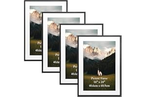 Giftgarden 16x24 Picture Frame with Mat Set of 4, 20x28 Frame Matted to 16x24 Poster for Wall Hanging, Black
