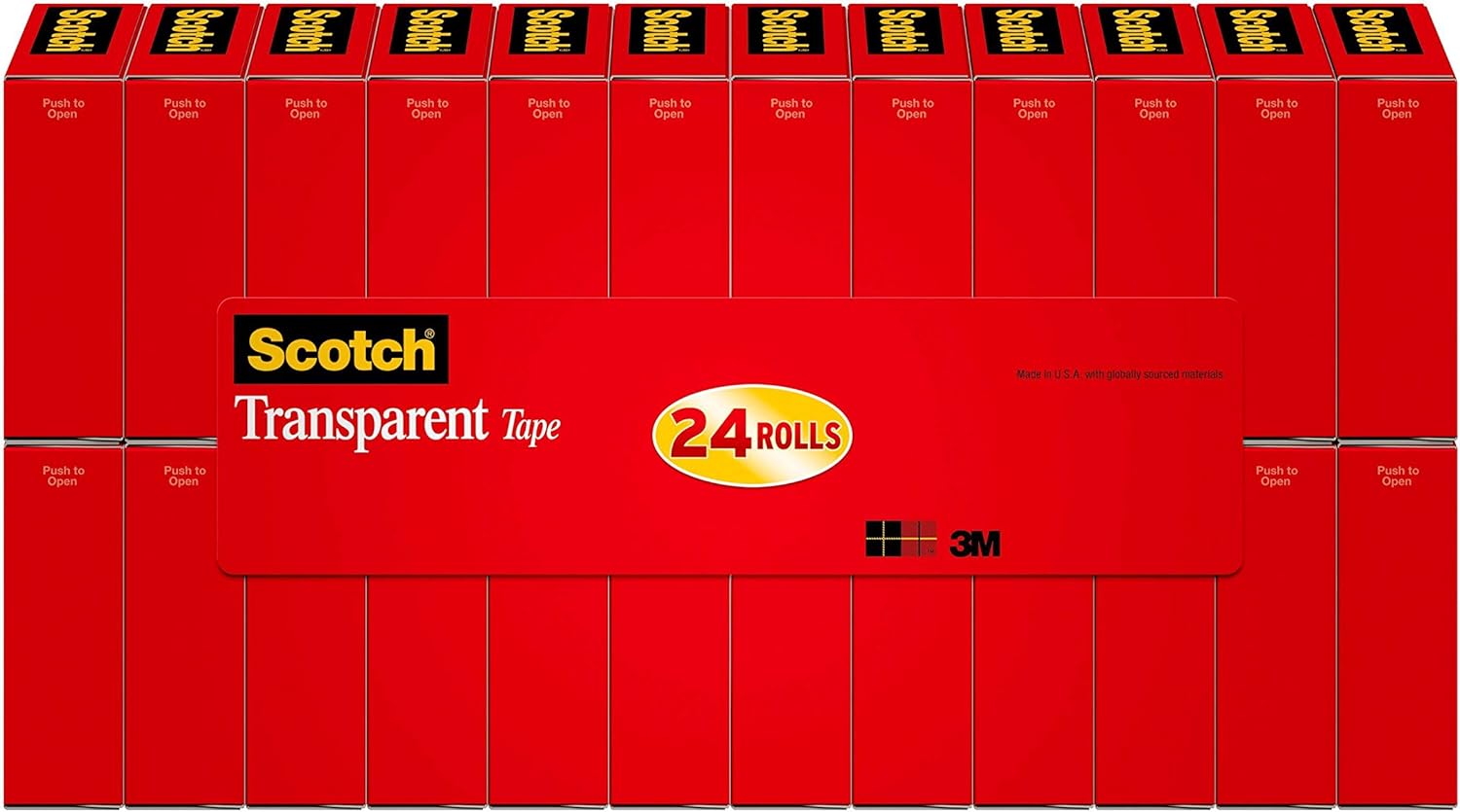 Scotch Transparent Tape, 3/4 in x 1000 in, 24 Boxes/Pack (600K24) : Clear Tapes : Office Products