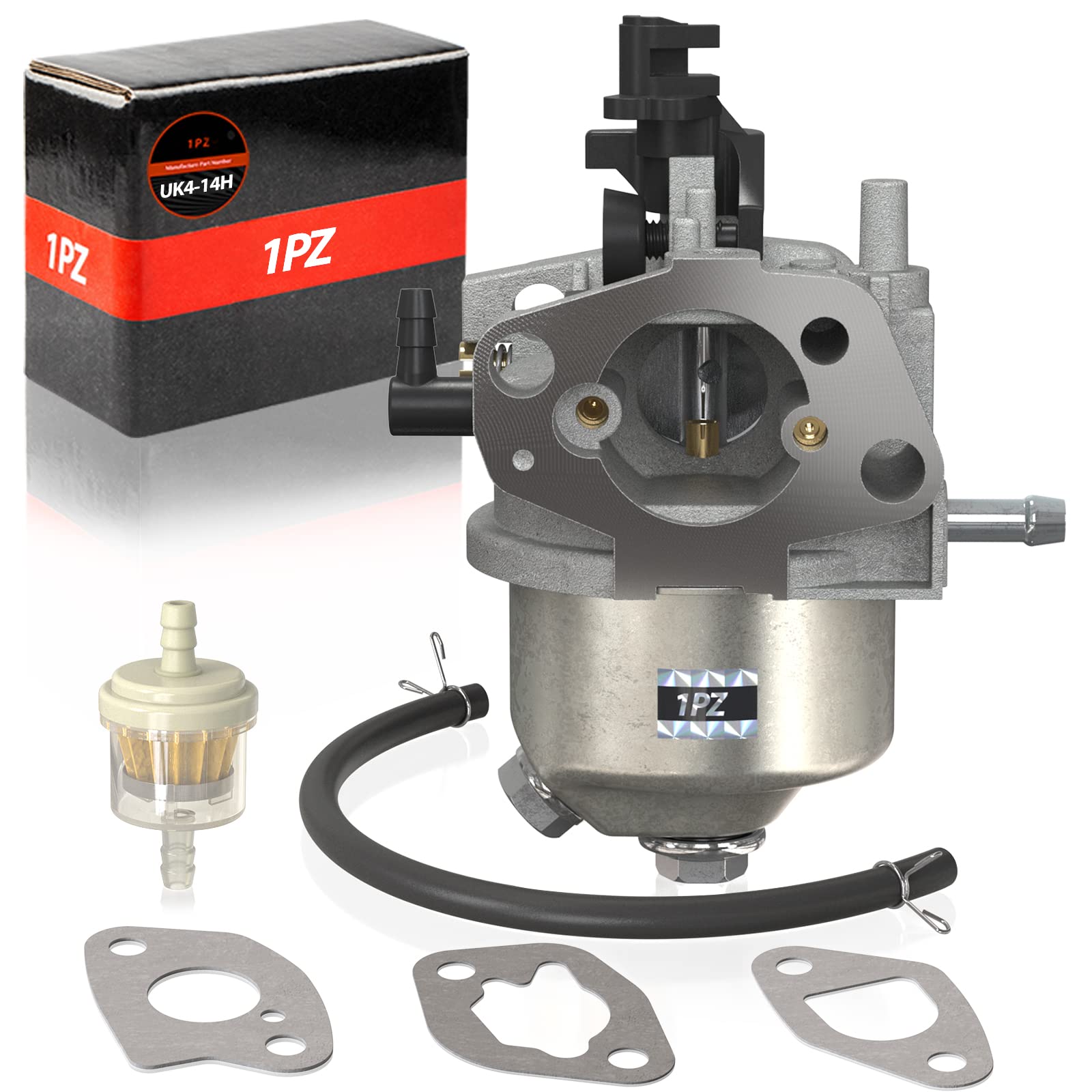 1PZ UK4-14H Carburetor Kit Replacement for Mountfield RS100 Engine HP164 HP414 SP164 SP414 Lawnmower Engine Parts with 2pcs Mounting Gasket and 1pcs Fuel Filter