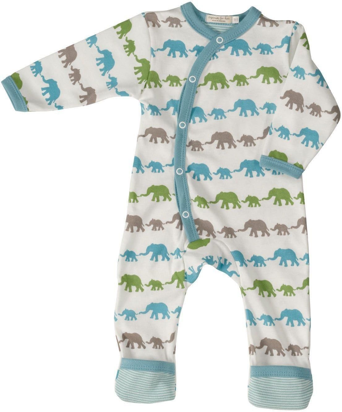 Pigeon from Organics for Kids Elephant Silhouette All-in-One/Sleepsuit - Multi Blue 0-5mths