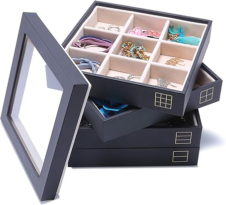 Amazon Com Munlong Stackable Jewelry Trays 4 With Lid Dresser