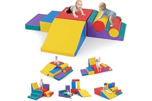 HONEY JOY Toddler Climbing Toys Indoor, 7-Piece Soft Climbing Foam Block Activity Play Structure, Gym Equipment for Child Dev