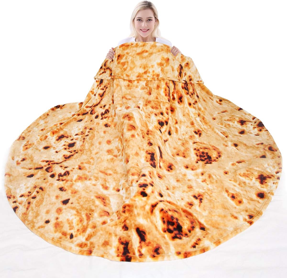 Jorbest Burritos Tortilla Blanket 2.0 Double Sided 60 inches for Adult and Kids, 285 GSM Funny Soft Flannel Taco Blanket, Novelty Giant Food Blanket for Everyone, Yellow Blanket Double Sided: Kitchen & Dining