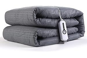 SUNNY HEAT Electric Mattress Pad Full Size 54''×75'', 4 Heating Levels & 10 Hour Auto Shut Off, Elastic Deep Pocket, Warm and Soft Comfort Fabric, Machine Washable, Grey