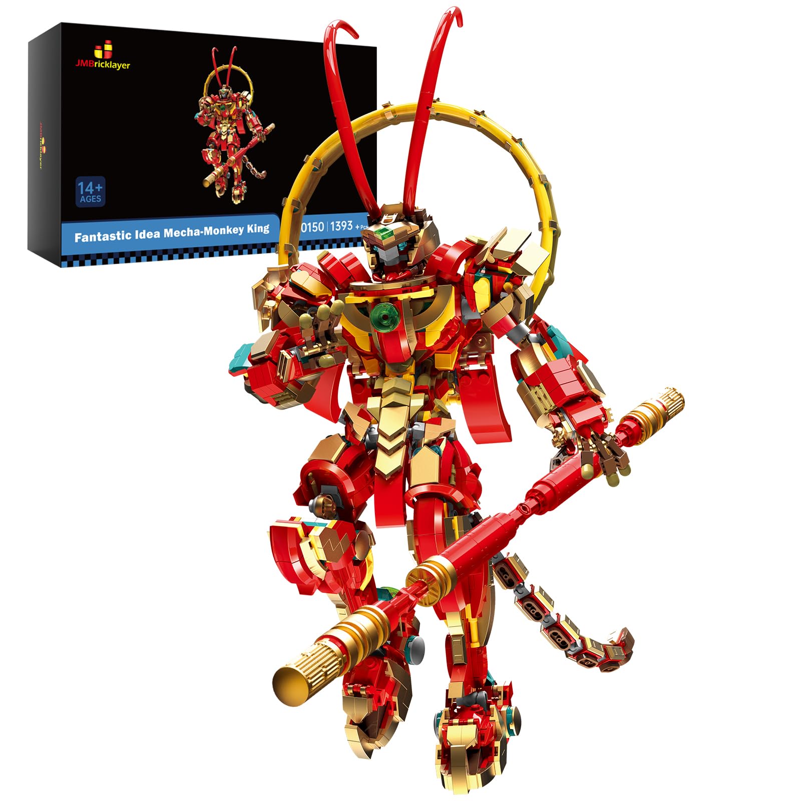 JMBricklayer Monkey King Mech Building Sets for Adults and Kids 70150, Action Figure Toy Classic Chinoiserie Decor Warrior Collectible Mythology Role Model Display Kit, Gifts for Boys Girls — image 1