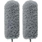 G&uuml;tewerk 2X Replacement Heads for Microfiber Feather Duster, Grey | Feather Duster for Cleaning Ceiling Fans, Blinds, Baseboards &amp; High Ceilings - Washable, Electrostatic, Stainless Steel Pole