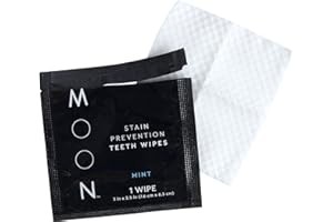 MOON Teeth Stain Remover Wipes - Prevent & Wipe Away Surface Stains from Coffee, Wine & Soda - Single-Use Teeth Wipes for On-The-Go Cleaning - Vegan & Breath-Freshening (10 Wipes)