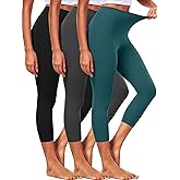 CADMUS Women's Capri Leggings with Pockets High Waisted Stretch Yoga Pants Workout Exercise