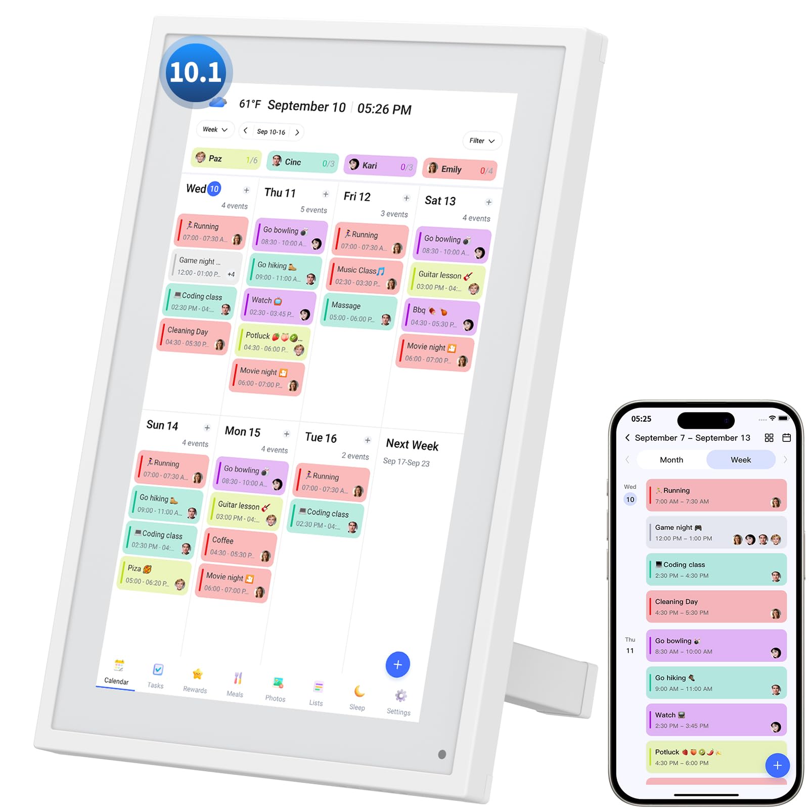 Photo 1 of Calendar Digital 10.1 Inch, Digital Frame Combined Smart Touch Screen Electronic Wall Planner Family Organizer Chore for Family Schedules Gift for Mother Mom Women Grandpa