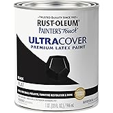 Rust-Oleum Painter's Touch Latex Brush-On Paint, Flat Black | Interior/Exterior Durability, Multi Surface (Metal, Wood and More), Fast Dry, Chip and Fade Resistant, Quart