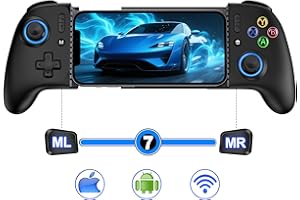 AIFASTERFLY Wireless Mobile Gaming Controller, Phone Controller for iPhone/Android, Hall Joystick/Trigger, Bluetooth Handheld Gaming Controller with Programmable, No Dead Zone, Adjustable Light/Turbo, for Xbox Cloud, Steam Link