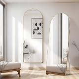 Warmiehomy Arched Full Length Mirror 165x60cm Gold Floor Standing view 7