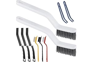 HARKTA 8PCS Grout Cleaner Brush Set,V-Shape Cleaning Supplies Grout Brush Tools,Hard Bristle Crevice Cleaner Brush for Household Use with Clip for Window,Kitchen,Sink,Toilet,Sliding Door Track,Bathroom Tiles