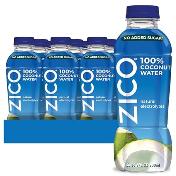ZICO 100% COCONUT WATER, NO ADDED SUGAR, REFRESHINGLY DELICIOUS, HYDRATION WITH ELECTROLYTES, 16.9 FL OZ (PACK OF 12)
